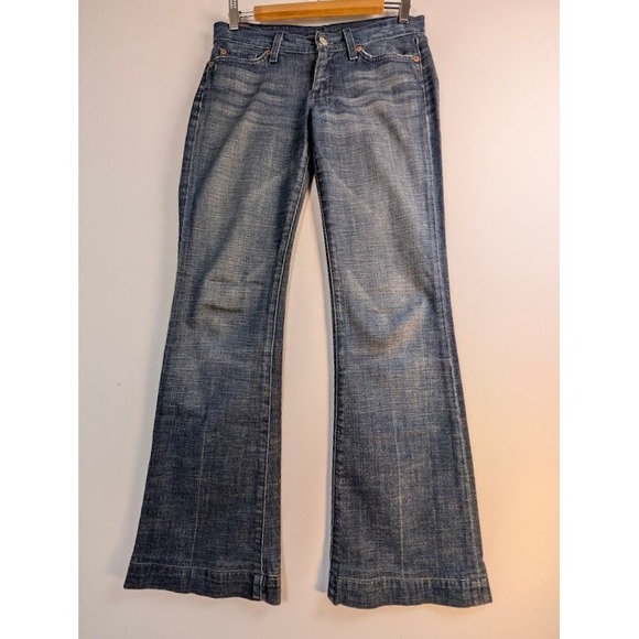 7 For All Mankind Denim - 7 For All Mankind Dojo Flare Jeans Womens 27 (Fits 30x30) Low Rise Wide Leg Y2K